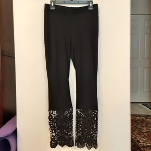 VENUS Black Trouser With Lace Accents